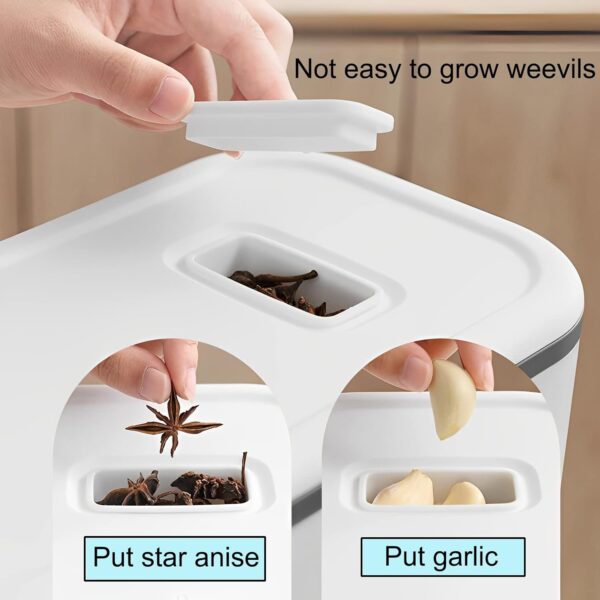 23-Pound Rice Dispenser with Measuring Cup & Fresh Box - Image 3