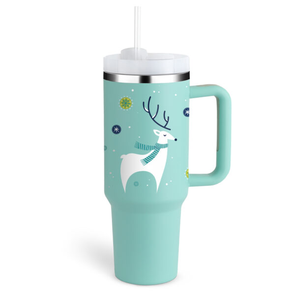40oz Insulated Tumbler with Handle & Straw – Spill-Proof, Vacuum Stainless Steel for Hot/Cold Drinks - Image 3