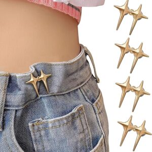 Qkari 4-Pack No-Sew Adjustable Jeans Buttons – Instant Waist Fix with Golden Cross Design